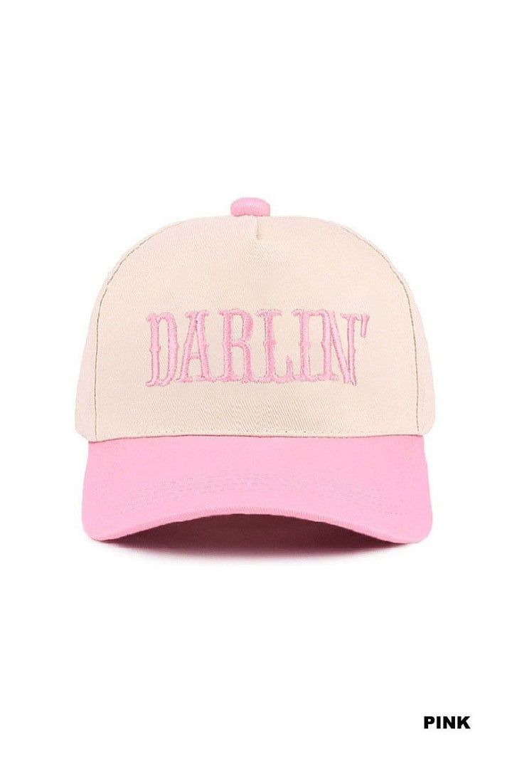 Pink and beige cap with &