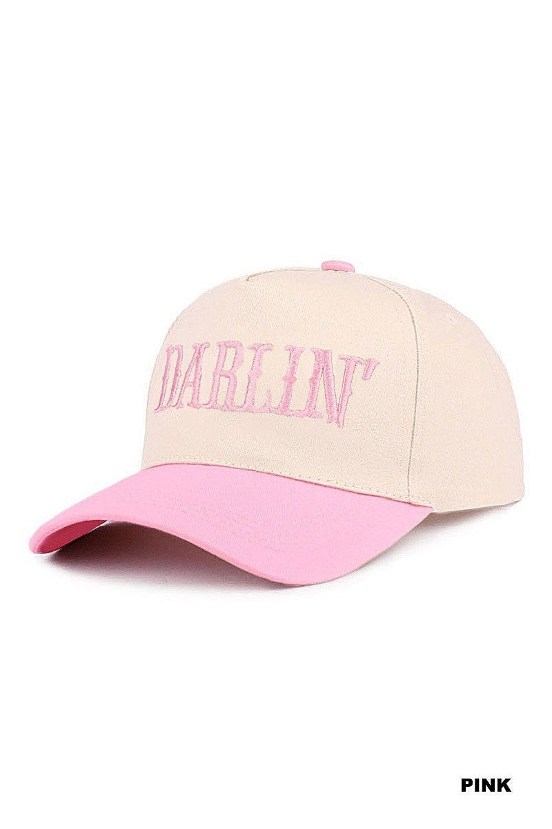 Beige and pink baseball cap with &