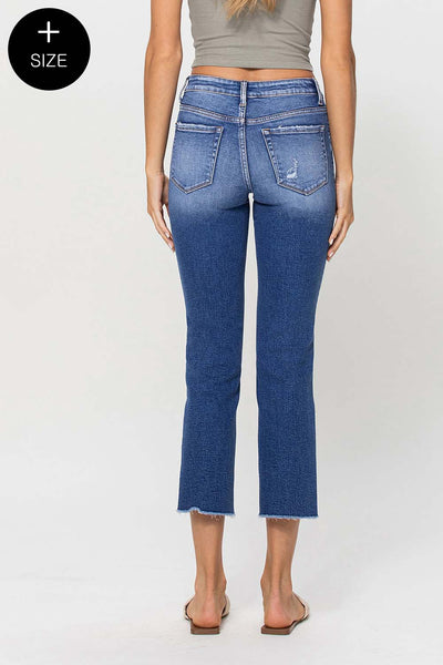 Plus Size Mid Rise Crop Straight Jeans - Medium Wash