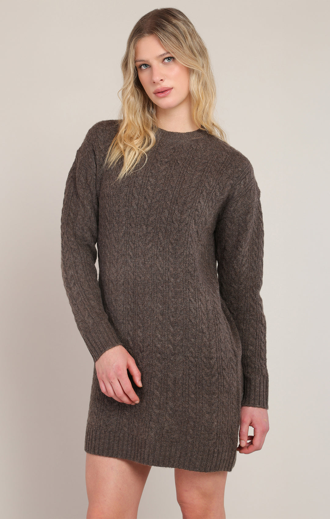 Cable Knit Dress - Chestnut Heather
