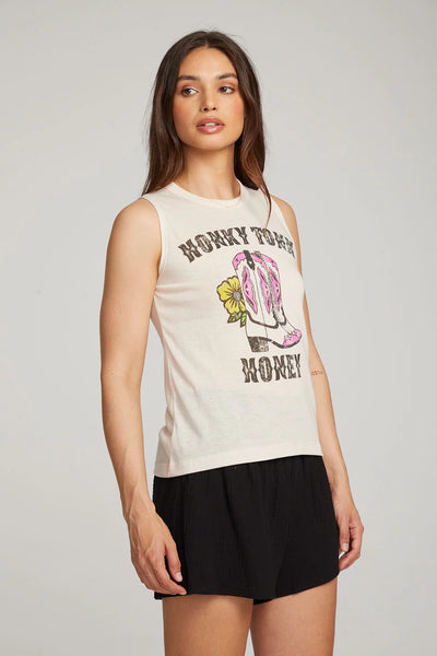 Honky Tonk Honey Muscle Tee - Pink Champagne