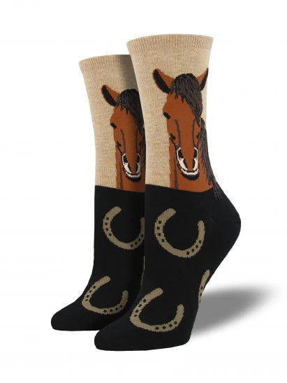 Ladies Horse Portrait Socks - Hemp