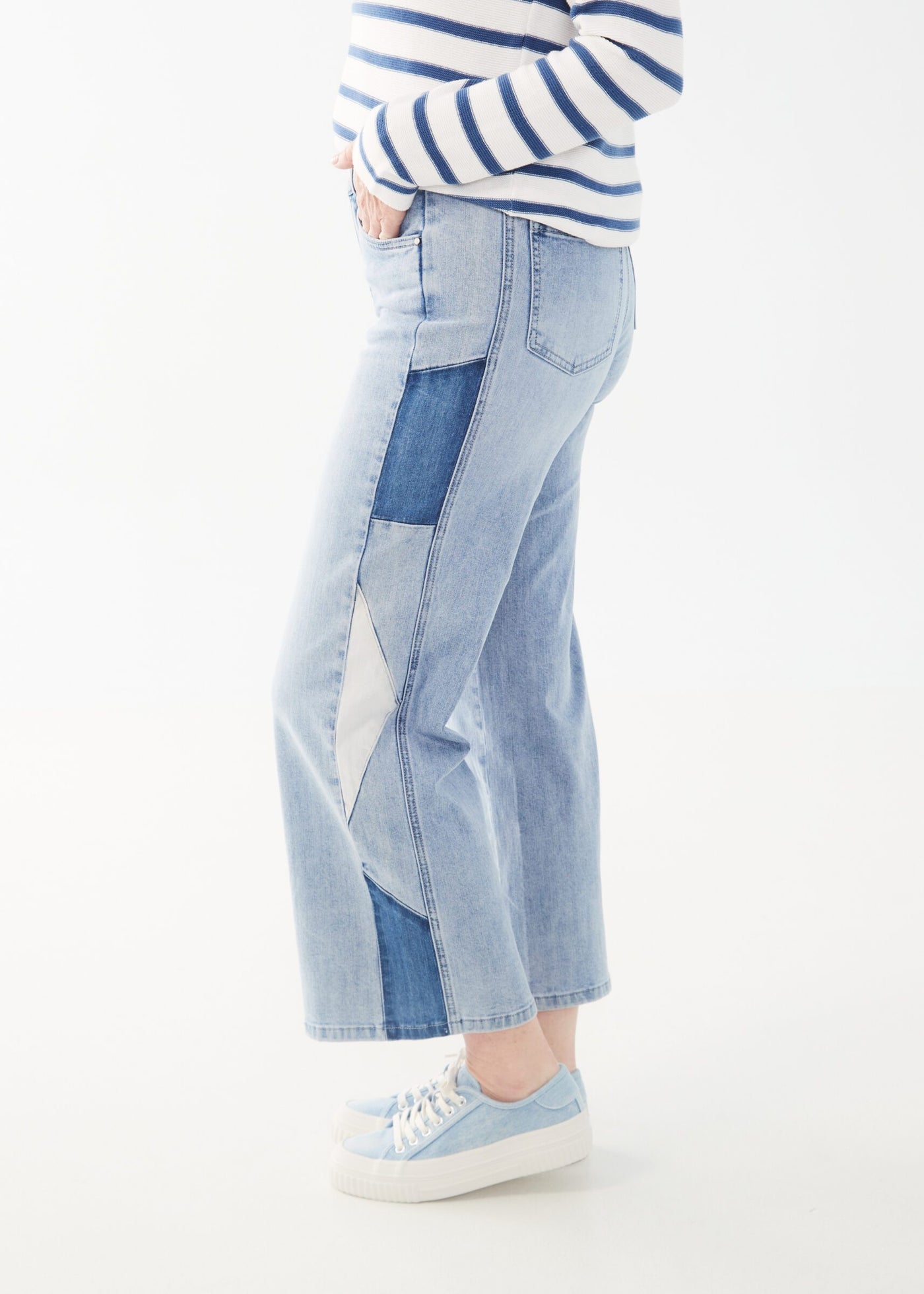 Olivia Wide Ankle Denim Jeans - Light Navy