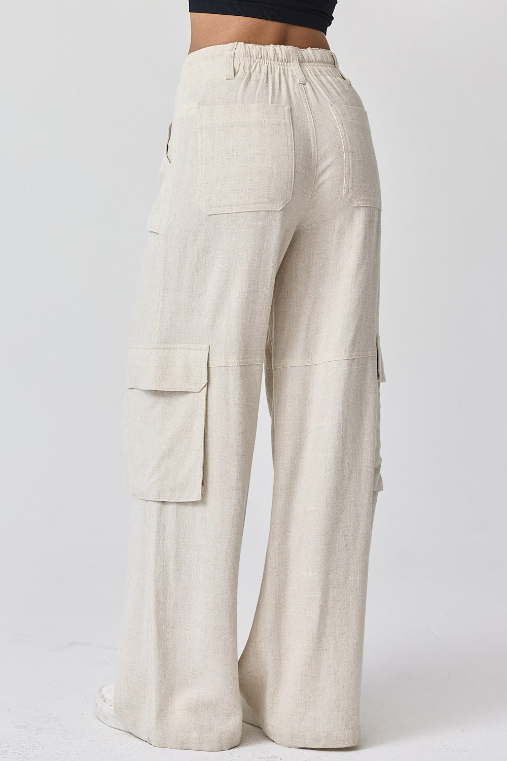 Maya Relaxed Fit Utility Wide-Leg Pants - Natural