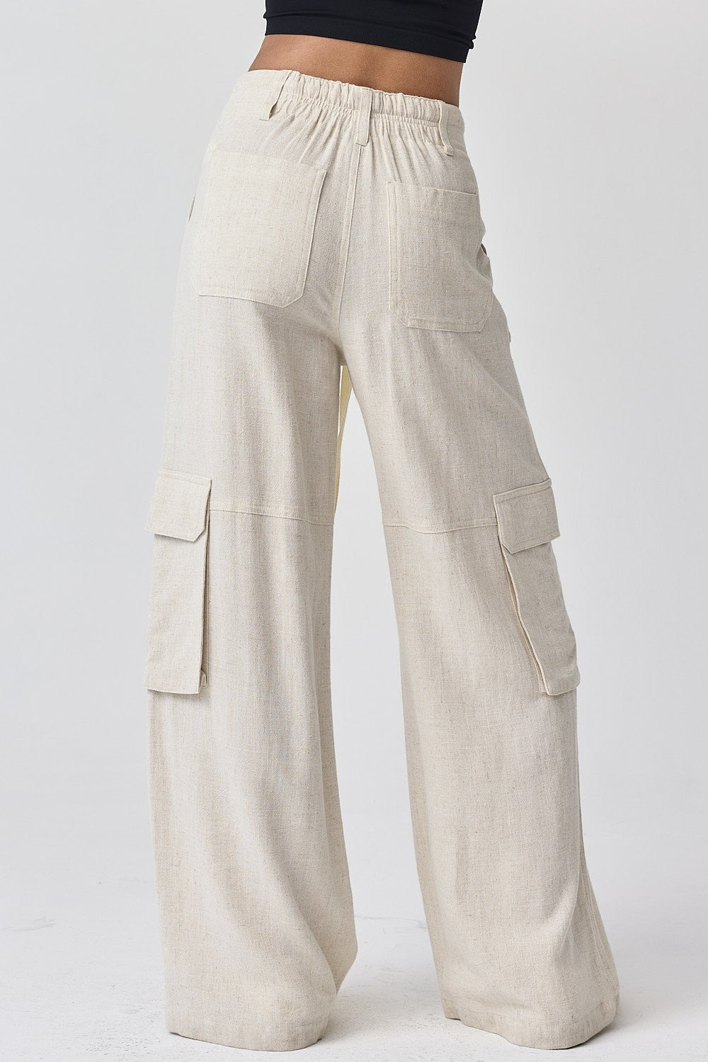 Maya Relaxed Fit Utility Wide-Leg Pants - Natural