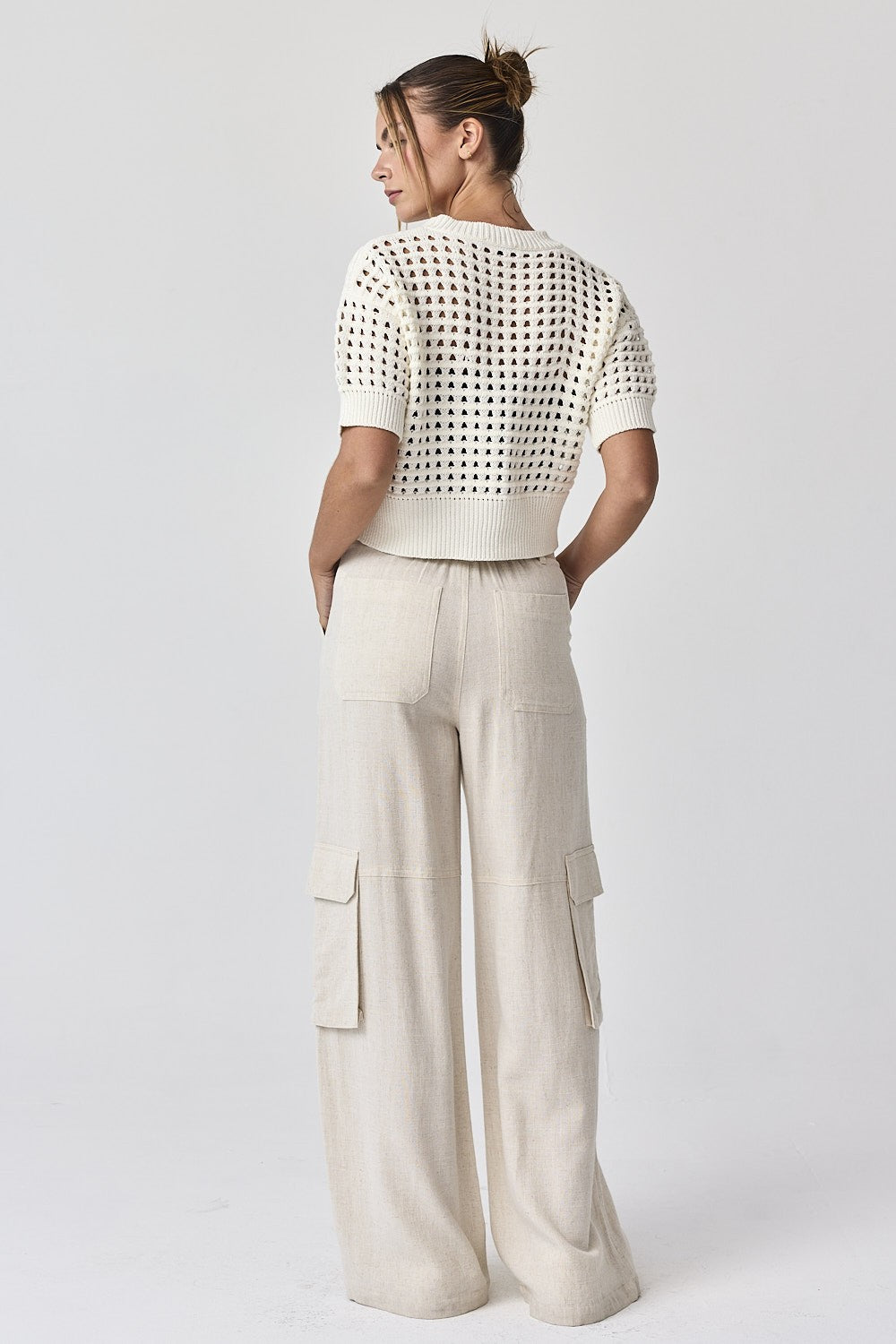 Maya Relaxed Fit Utility Wide-Leg Pants - Natural