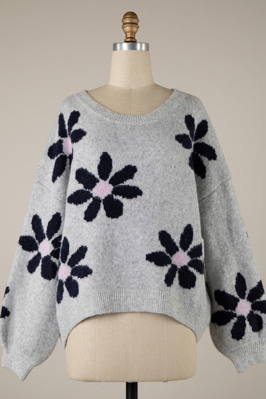 RESTOCKED!! My Cozy Daisy Flower Print Sweater