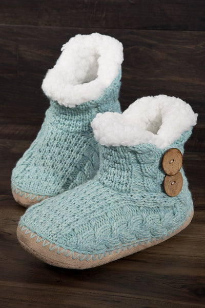 Hand Knitted Coconut Button Slippers