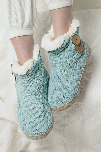 Hand Knitted Coconut Button Slippers