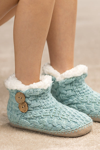 Hand Knitted Coconut Button Slippers