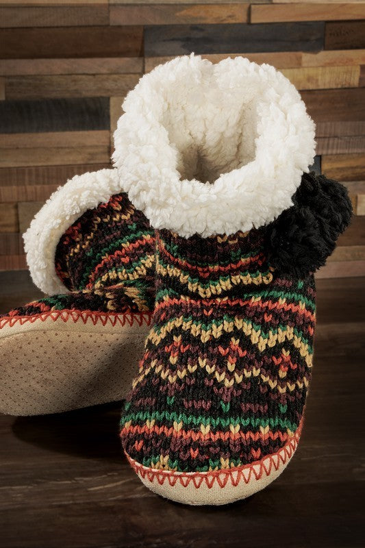 Hand Knitted Multi Color Slipper Boots - Colarado