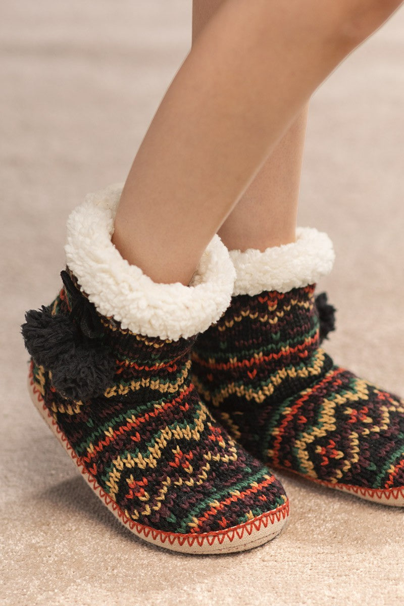 Hand Knitted Multi Color Slipper Boots - Colarado