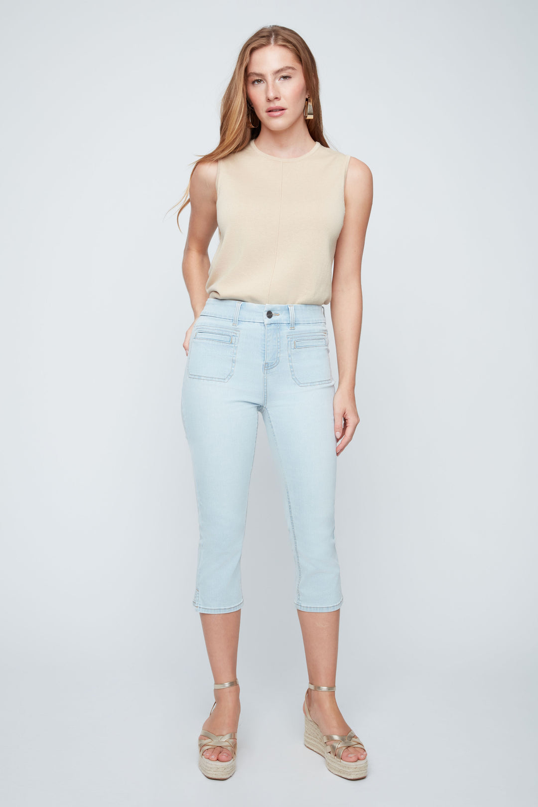 Designer Capri - Bleached Wash Blue