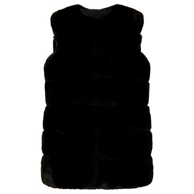 Faux Fur Tiered Vest - Black