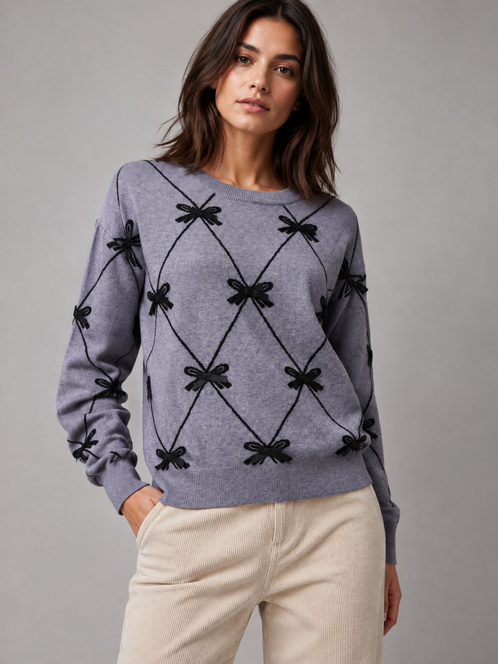 Bow Sweater - Melange Charcoal Mix