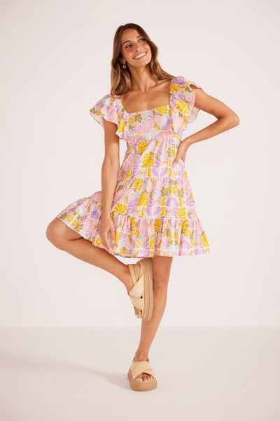 Soleil Tiered Mini Dress - Retro Floral