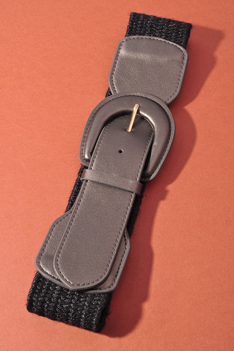 Woven Belt With Leather Buckle