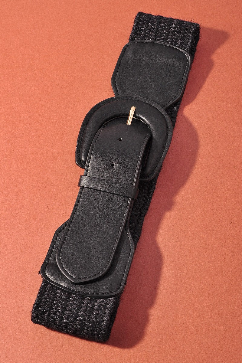 Woven Belt With Leather Buckle