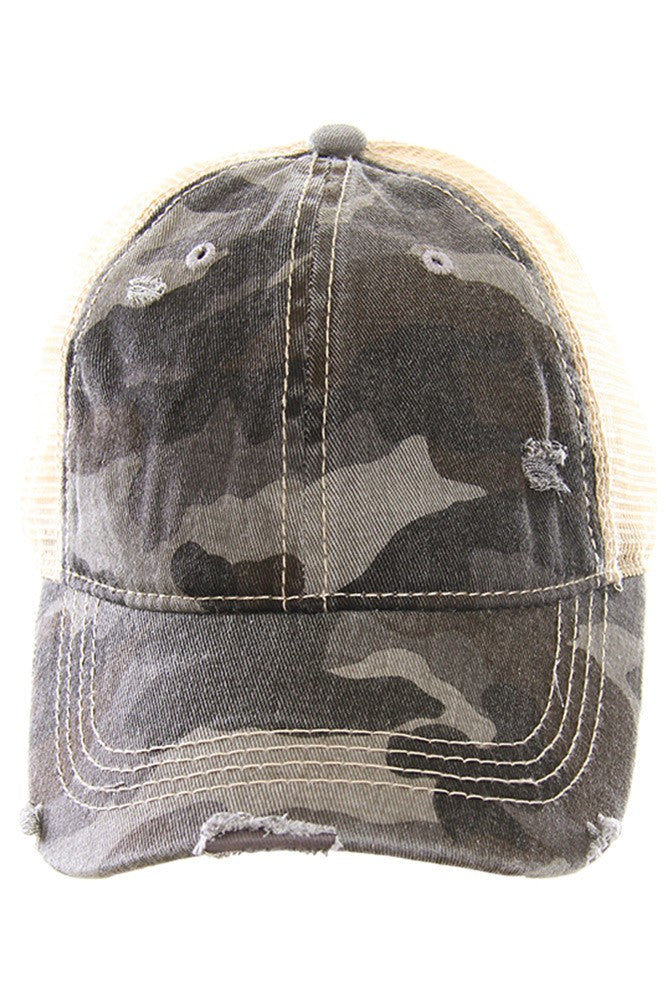 C.C Camouflage Pattern Baseball Cap with Mesh