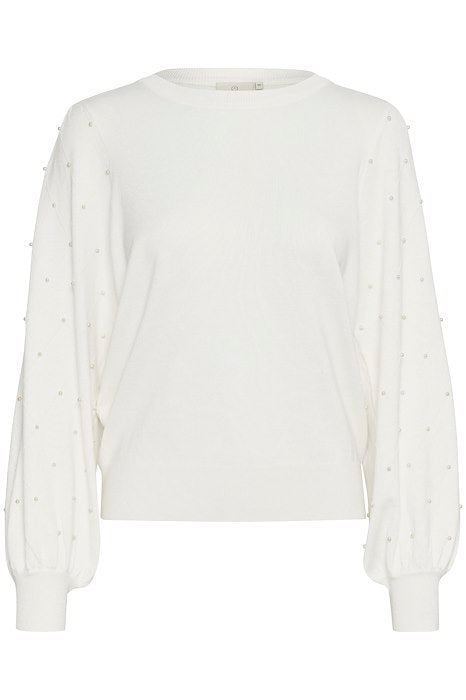 Karen Pullover with Pearl Details - Chalk White