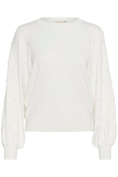 Karen Pullover with Pearl Details - Chalk White