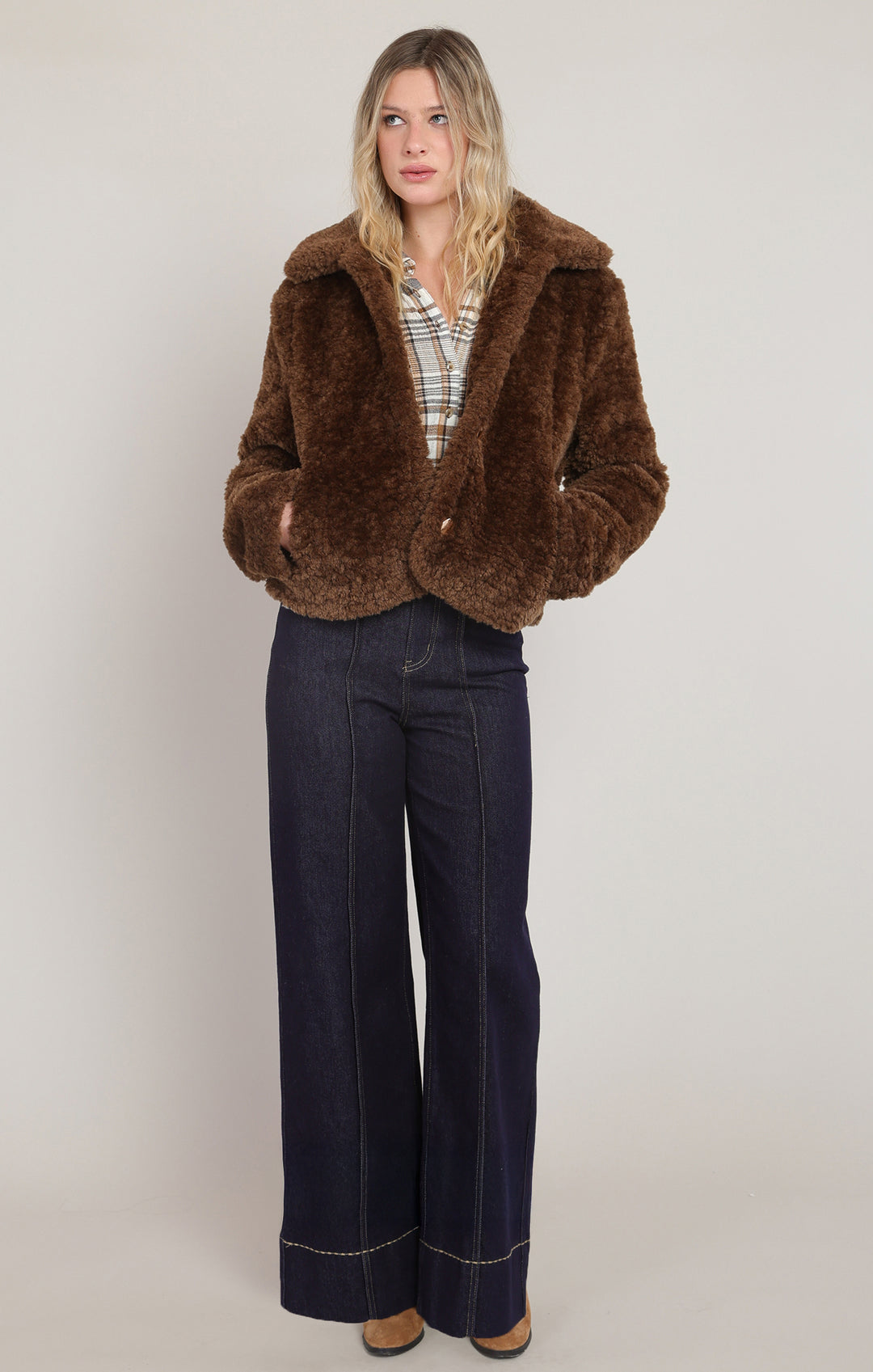 Faux Fur Coat - Minky Brown