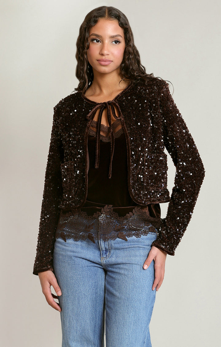 Velvet Sequin Jacket - Chocolate