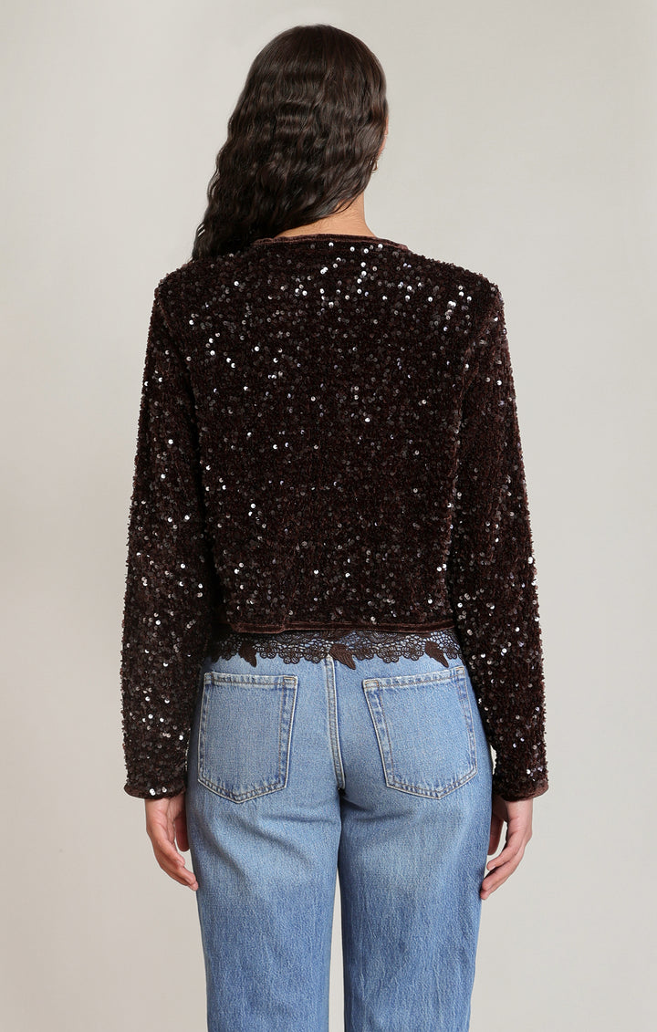 Velvet Sequin Jacket - Chocolate