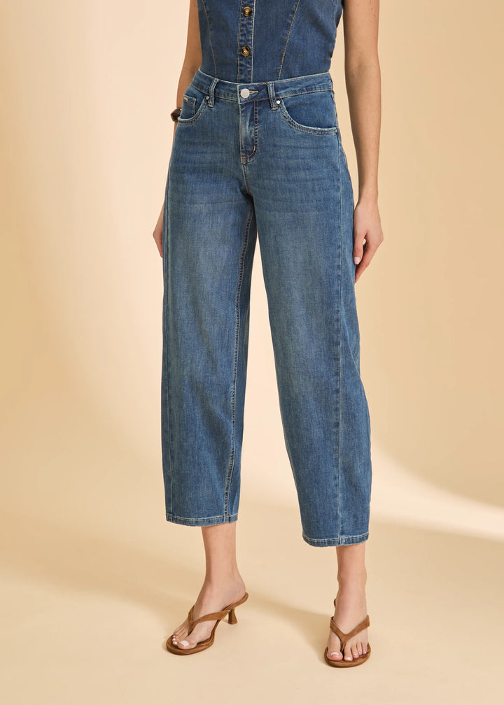Girlfriend Barrel Ankle Denim - Dark Wash