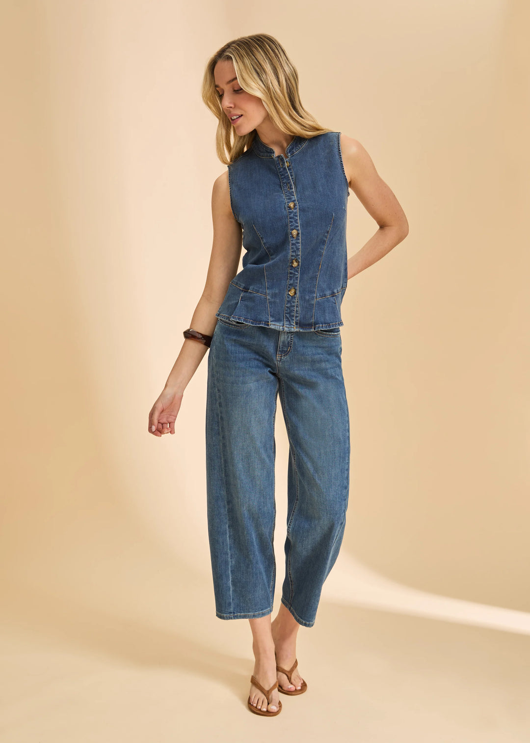 Girlfriend Barrel Ankle Denim - Dark Wash