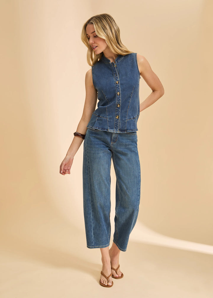 Girlfriend Barrel Ankle Denim - Dark Wash