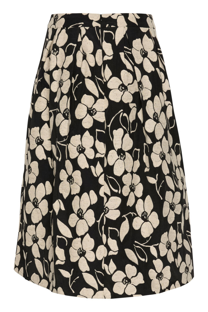 Ampule Skirt - Black White Flowers