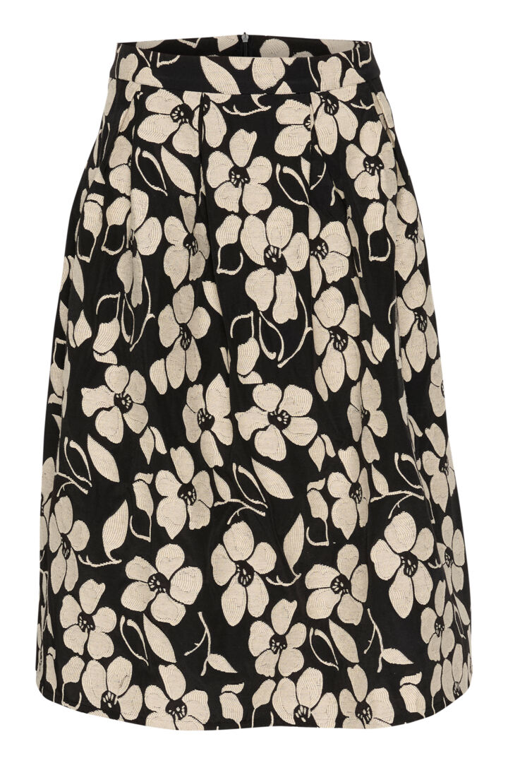 Ampule Skirt - Black White Flowers