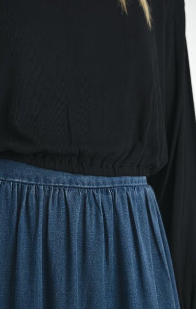 Archives Tiered Tencel Maxi Skirt - Dark Chambray