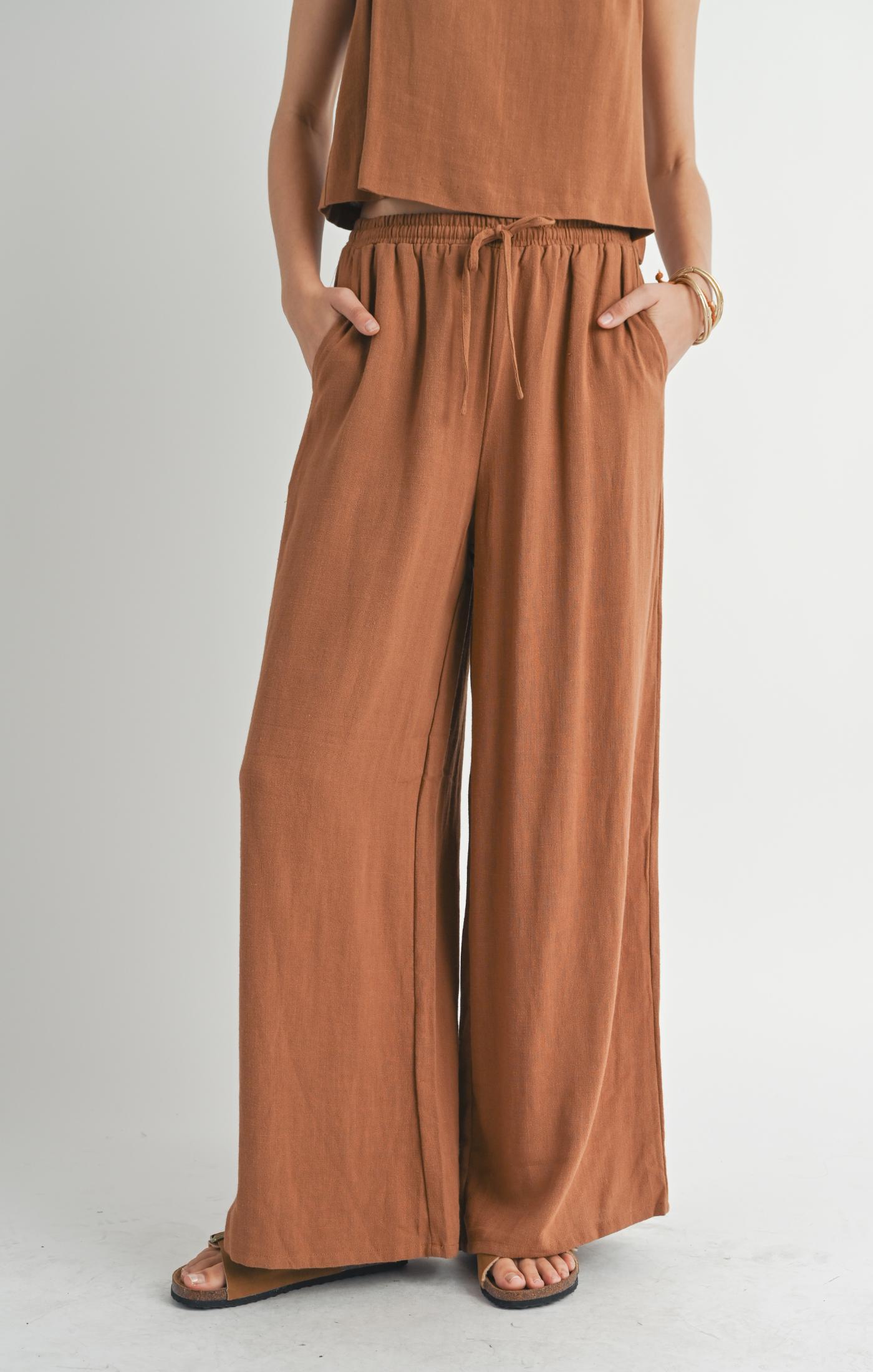 Sugar Loaf Linen Pants - Brown