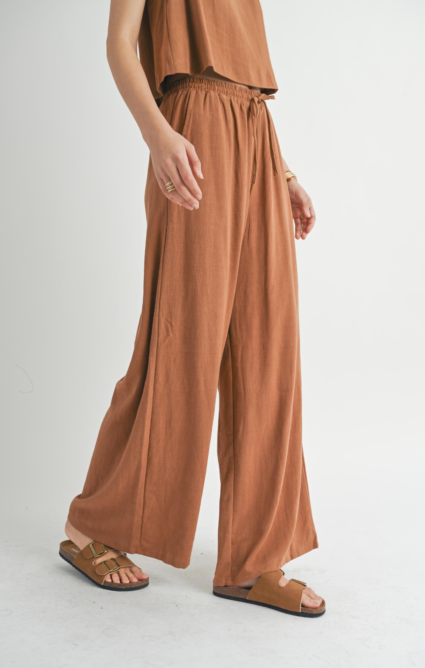 Sugar Loaf Linen Pants - Brown