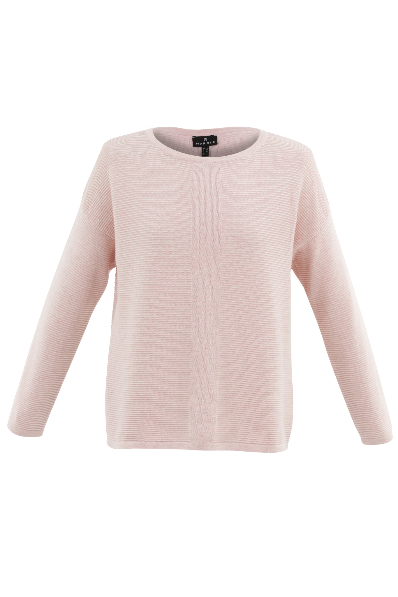 Contrast Stitch Crew Neck Sweater - Pink