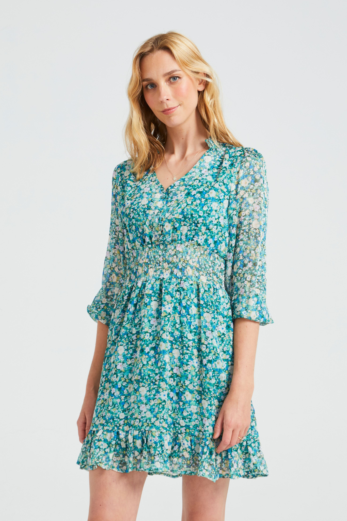Hazel Floral Print Dress - Green