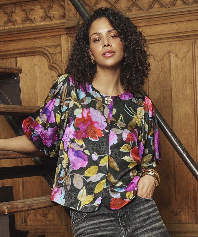 Balloon Sleeve Blouse - Glowing Blossom