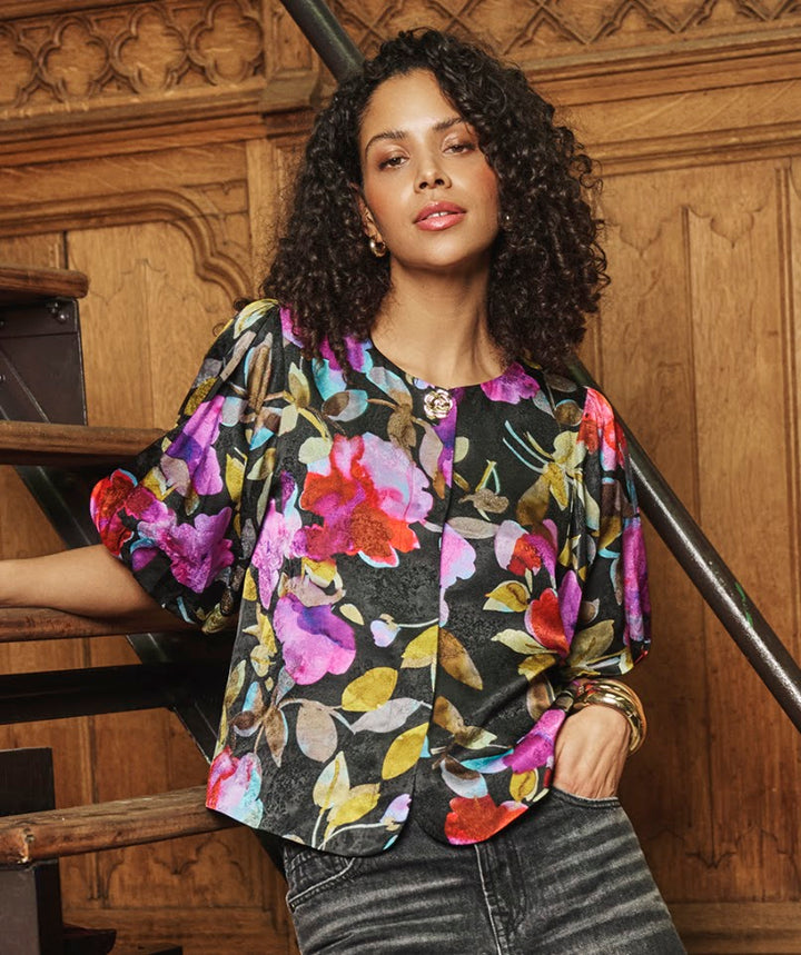 Balloon Sleeve Blouse - Glowing Blossom