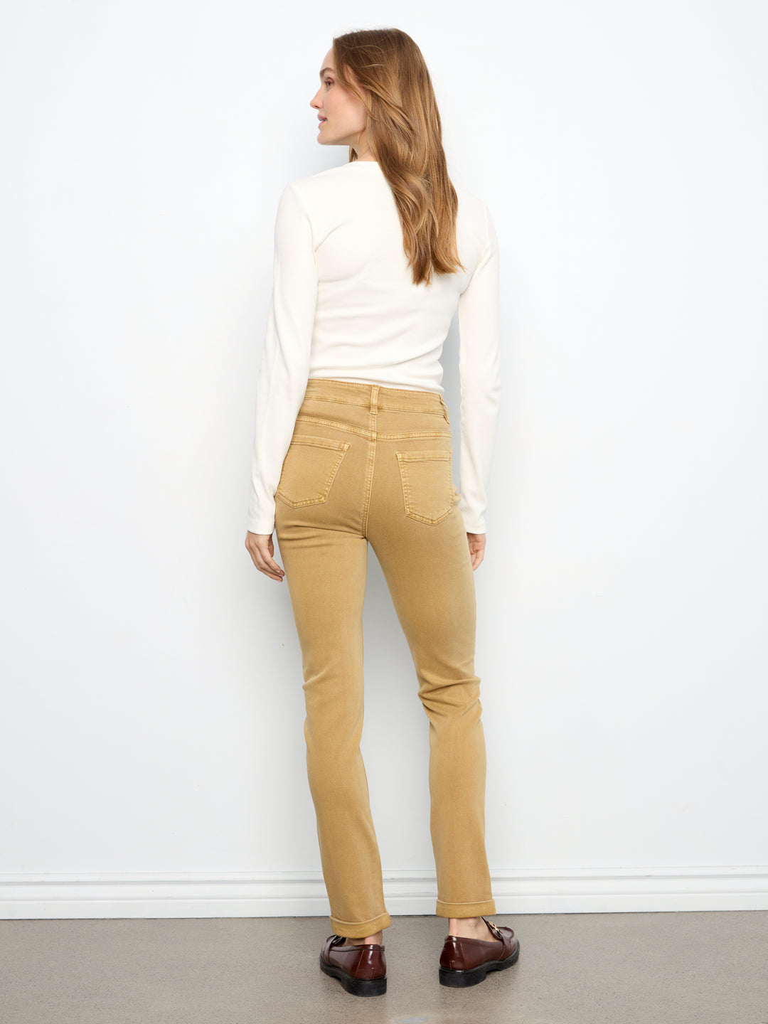 Cuffed Hem Twill Jeans - Amber
