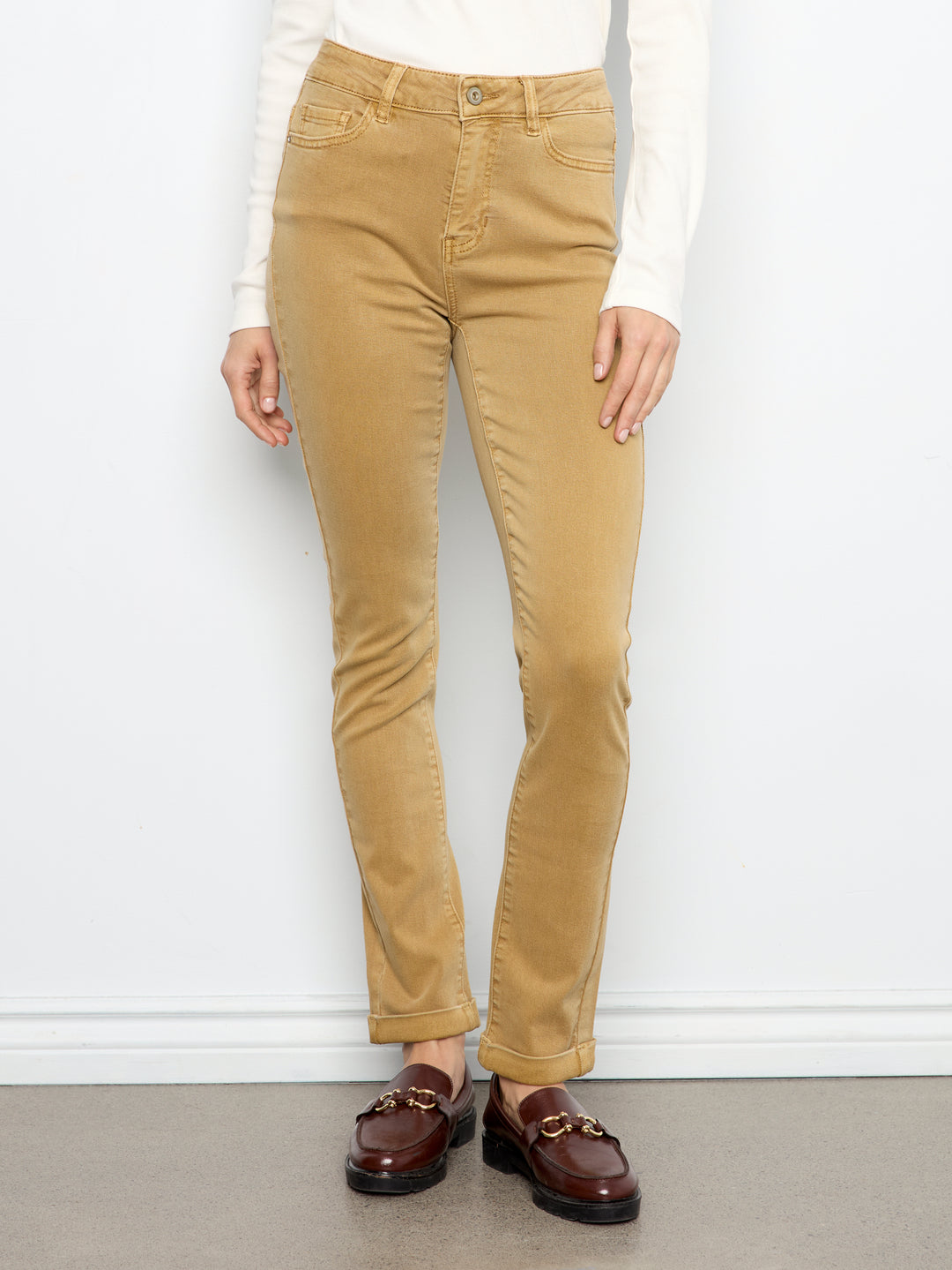 Cuffed Hem Twill Jeans - Amber