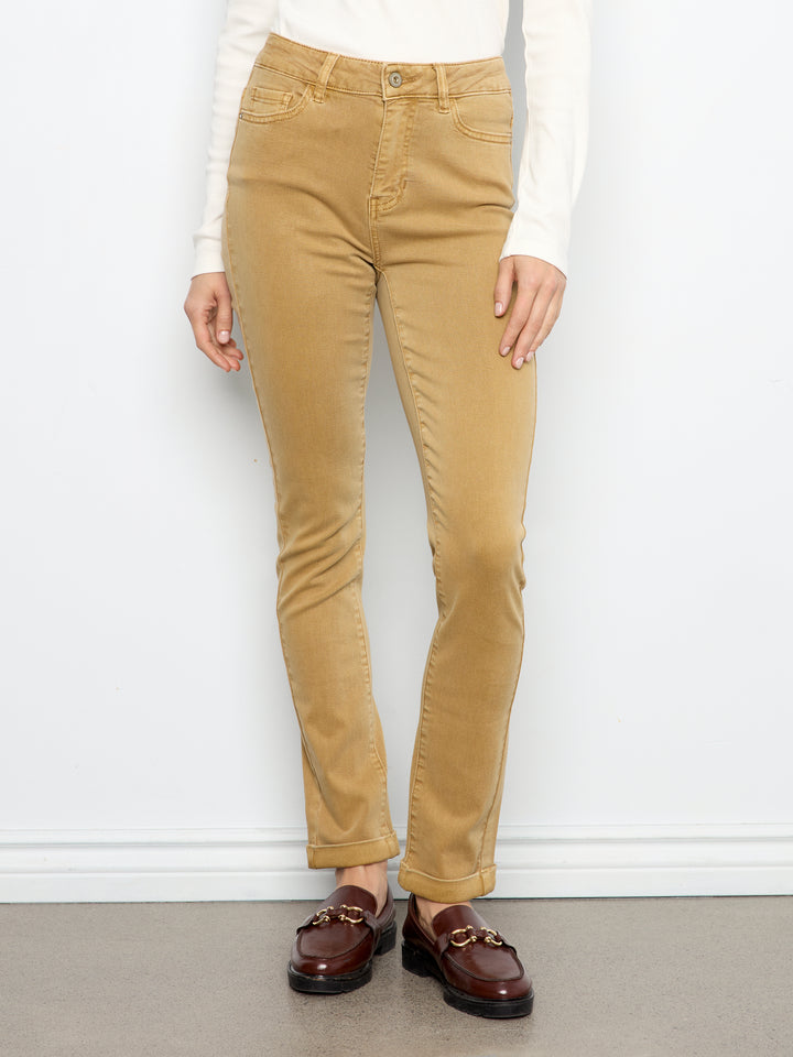 Cuffed Hem Twill Jeans - Amber