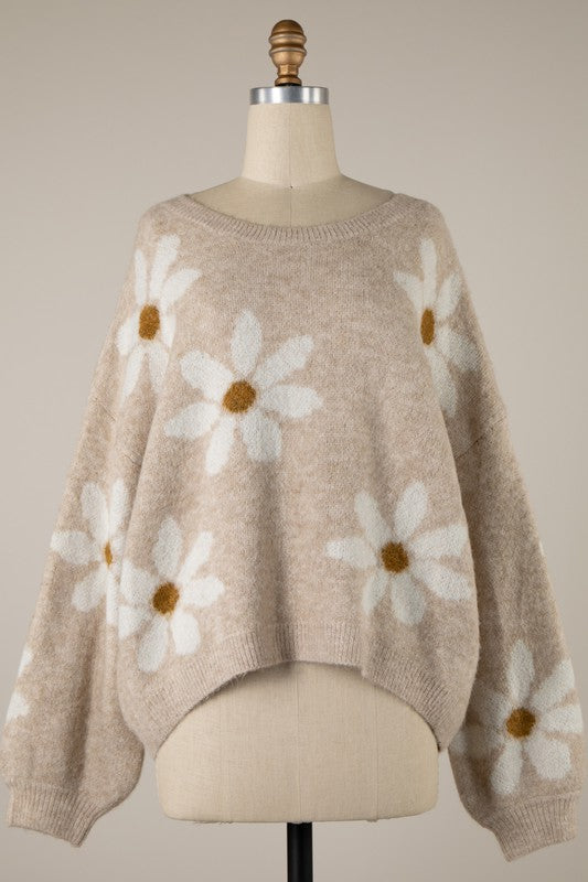 RESTOCKED!! My Cozy Daisy Flower Print Sweater