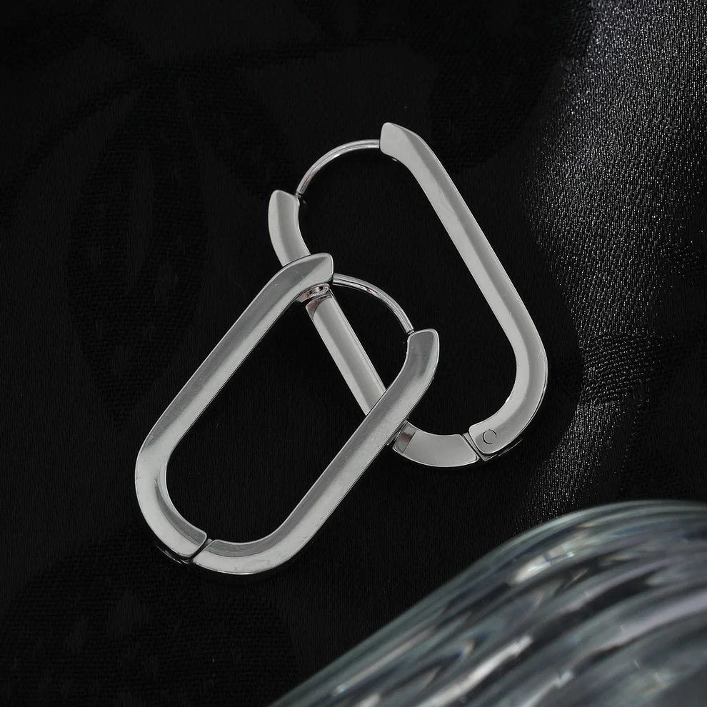 Rounded Corners Rectangular Hoop Earrings