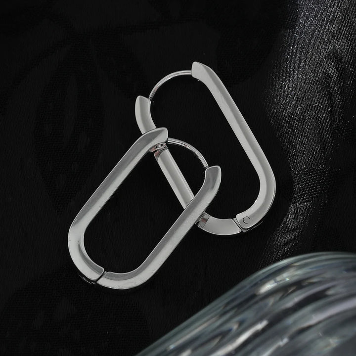 Rounded Corners Rectangular Hoop Earrings