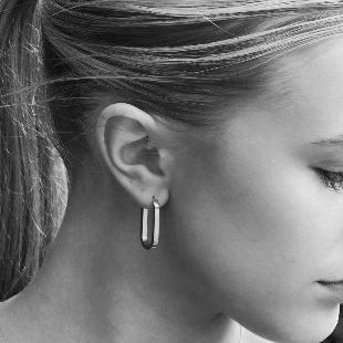 Rounded Corners Rectangular Hoop Earrings