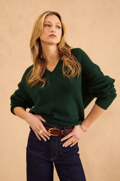 V-Neck Long Sleeve Sweater - Foliage