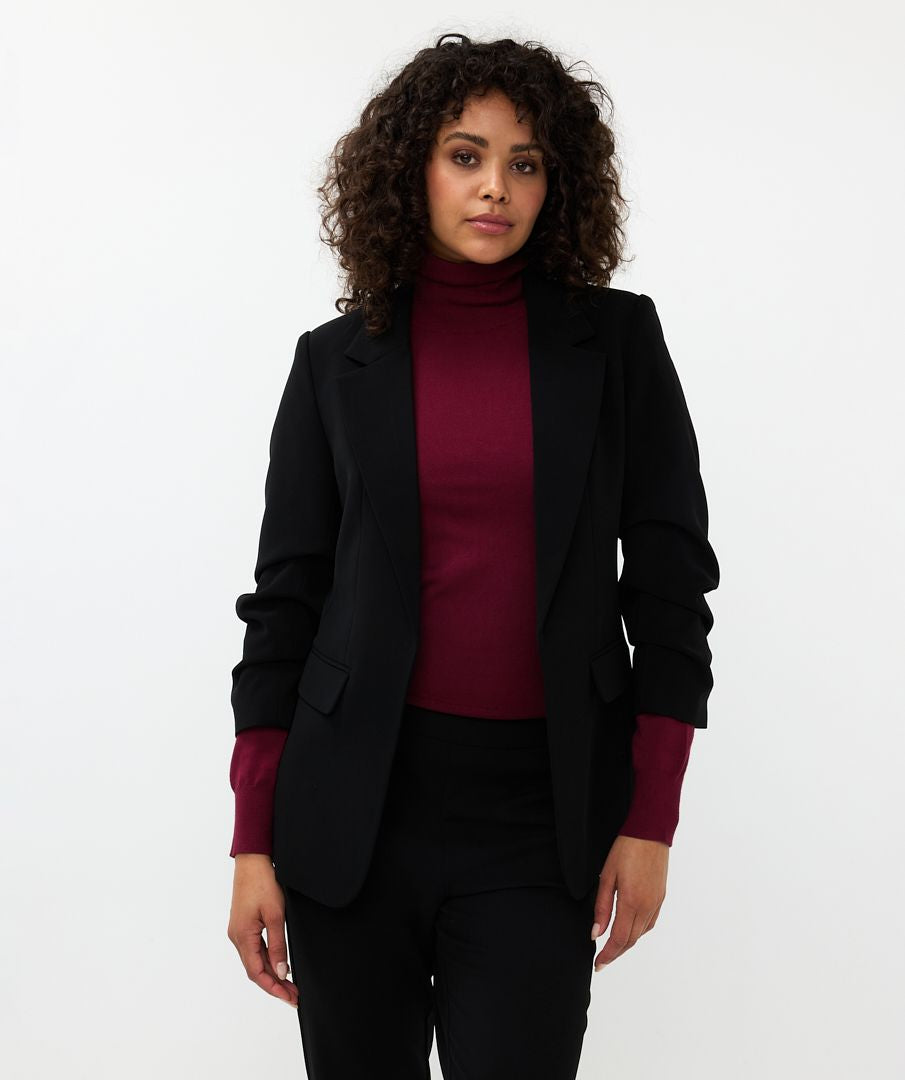 Gathered Sleeve City Blazer