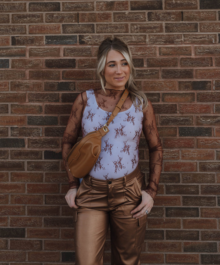 Faux Leather Cargo Pants - Brandy